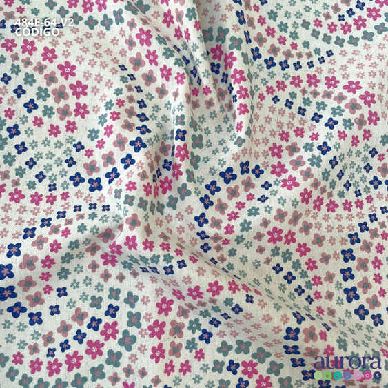 Cotton Linen - Linho com Algodão - Floralzinho Geométrico Entardecer