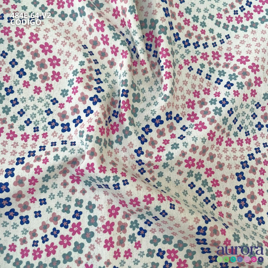 Cotton Linen - Linho com Algodão - Floralzinho Geométrico Entardecer