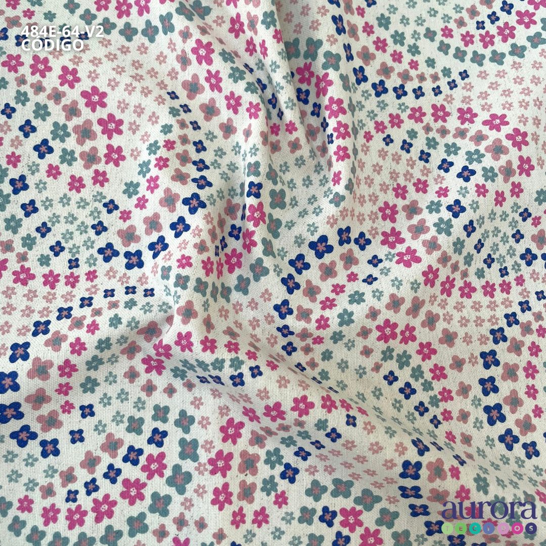 Cotton Linen - Linho com Algodão - Floralzinho Geométrico Entardecer