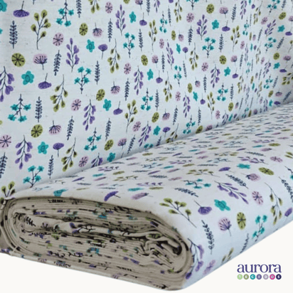 Tecido Linho com Algodão - Coleção Artesanato -  Estampa Floral Colorido