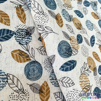Cotton Linen - Linho com Algodão - Estampa Folhagem Entardecer