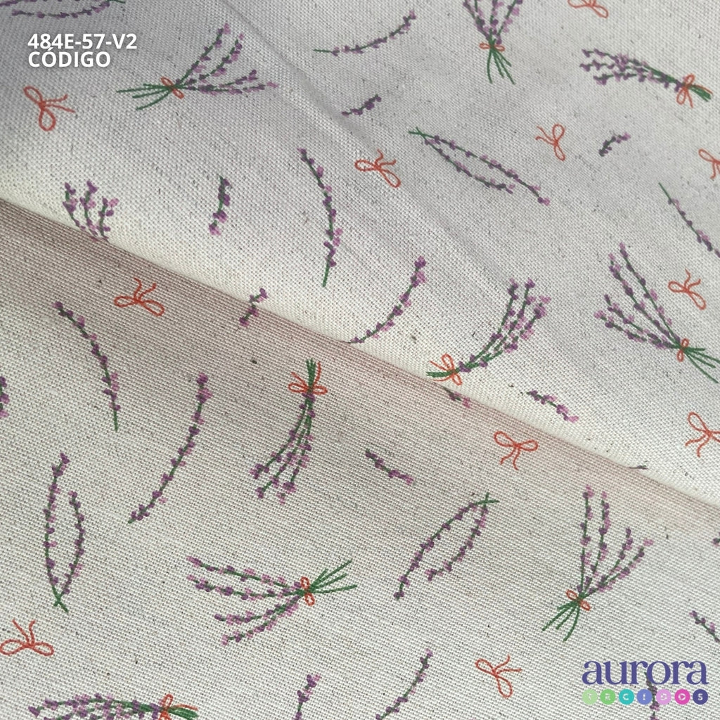 Cotton Linen - Linho com Algodão - Estampa Lavanda e Laços