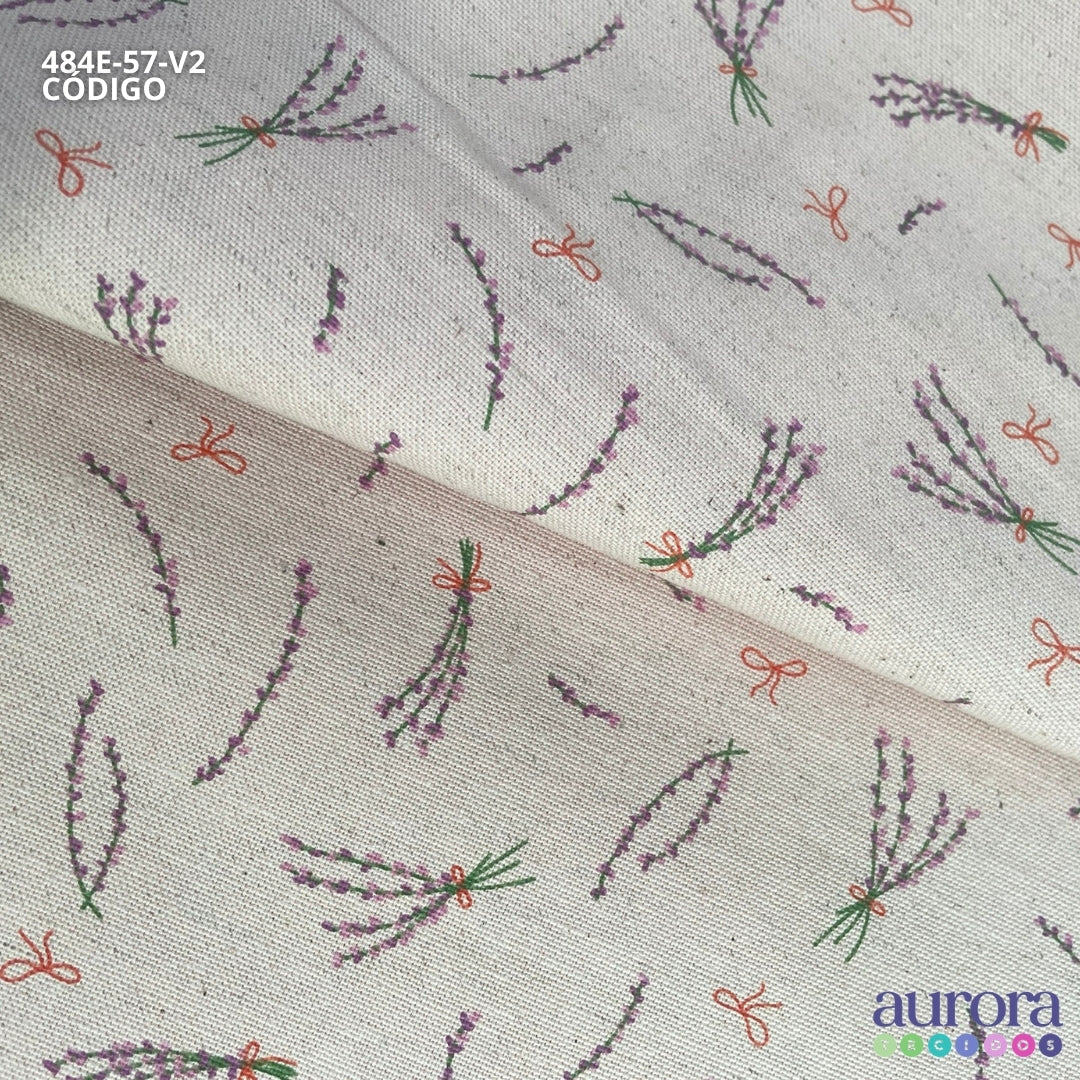 Cotton Linen - Linho com Algodão - Estampa Lavanda e Laços