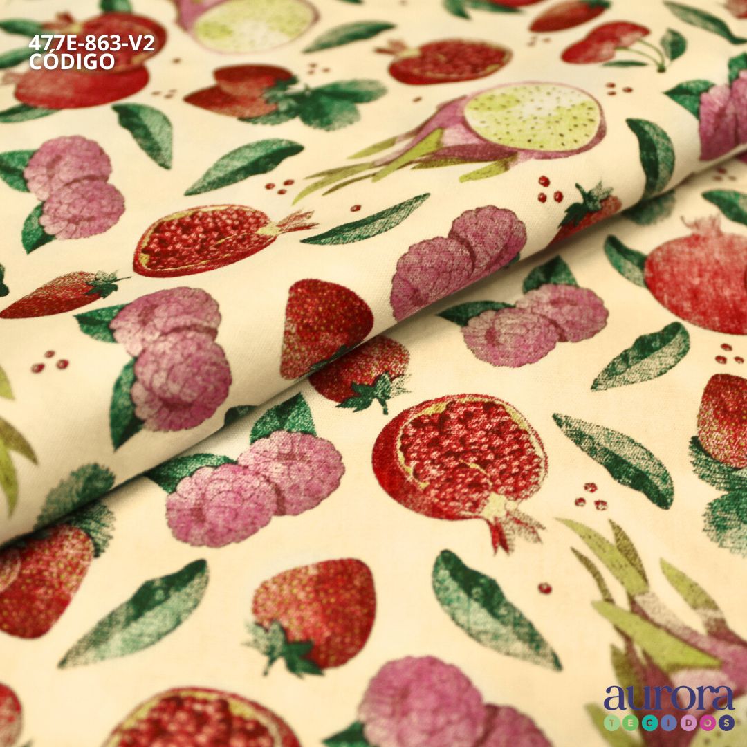 Tricoline Modena 100% Algodão - Pitaya e Romã