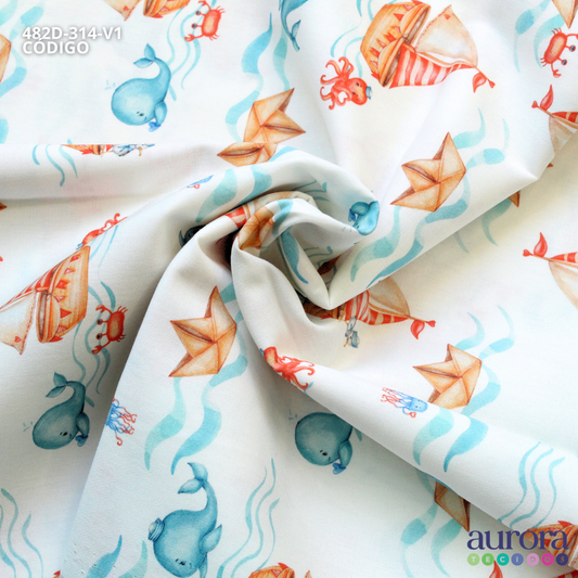 Tricoline Digital 170 fios - Barquinhos