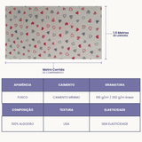 Tecido Linho Misto com Algodão Estampa  Corações