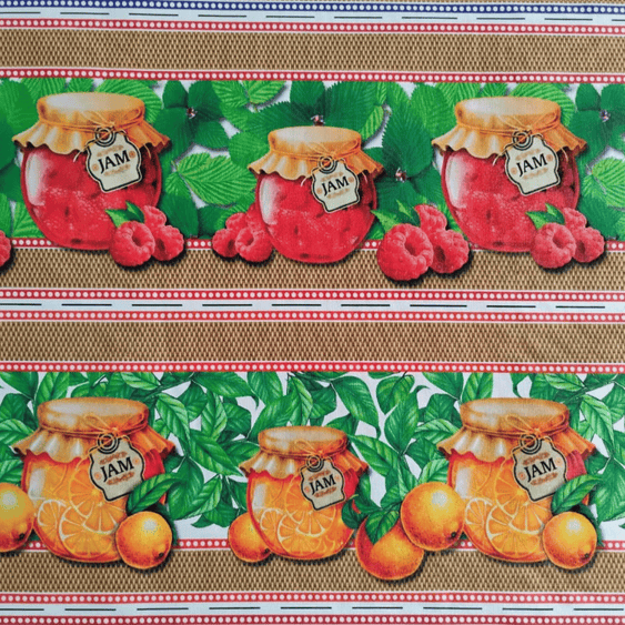 Tricoline Digital 100% Algodão - Geleia & Mel - Barrado