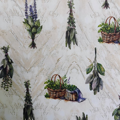 Tricoline Digital 100% Algodão - Coleção Artesanato- Estampa Aromas da Horta