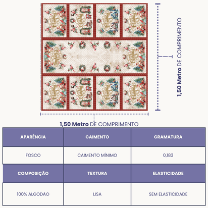 Tricoline Digital 100% Algodão - Coleção Natal 2024 - Jogo Americano + Caminho de Mesa