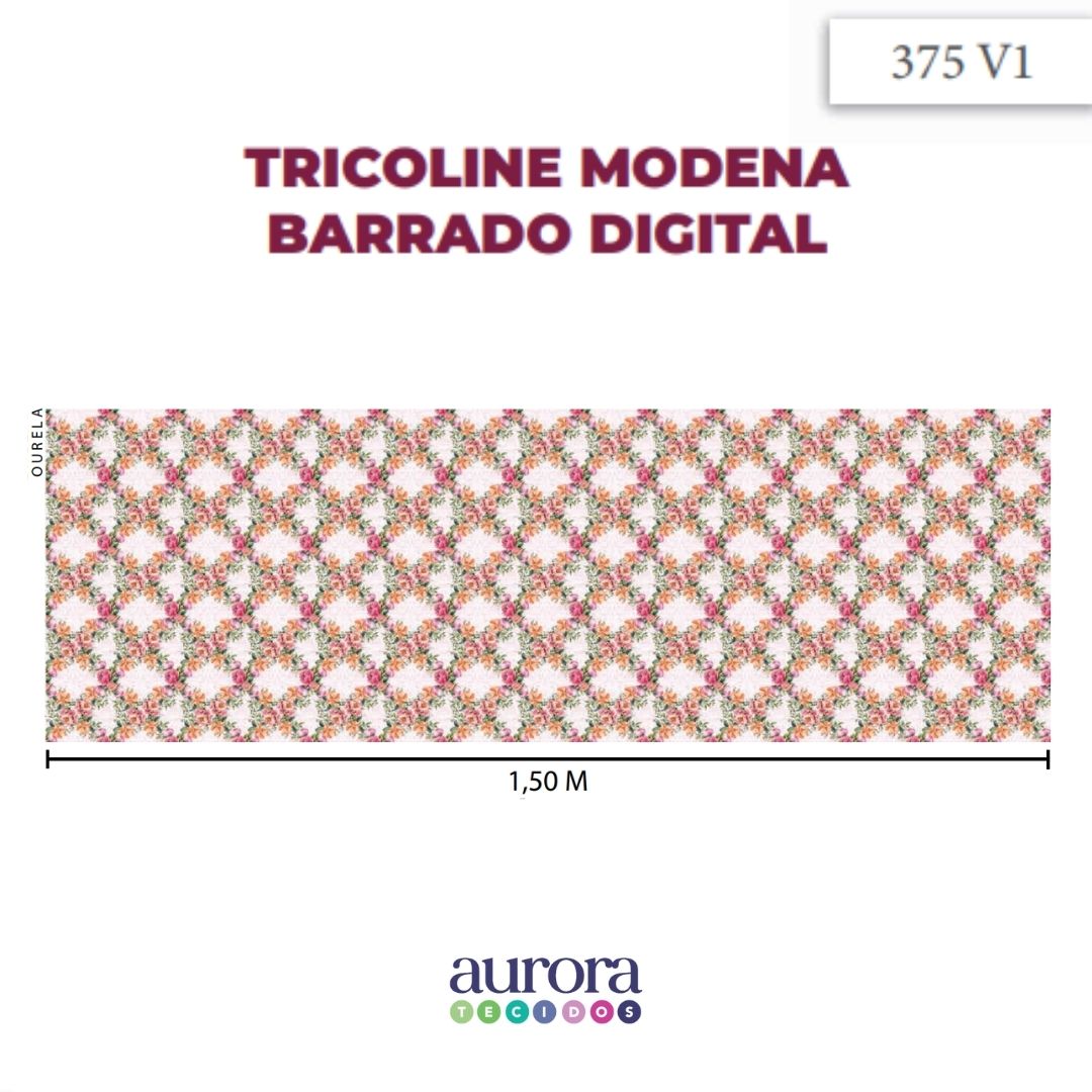 Tricoline Digital 100% Algodão - Coleção Cozinha Encantada Floral Quadriculado