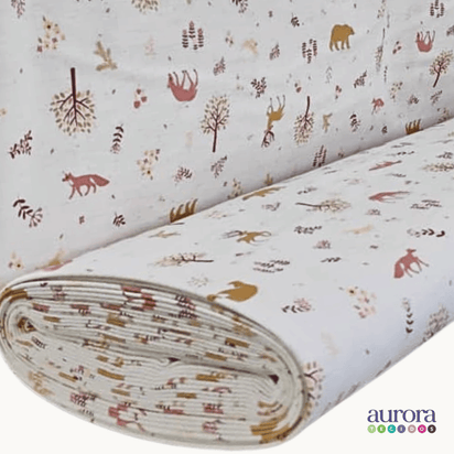 Tecido Linho com Algodão Estampa Bichos na Floresta