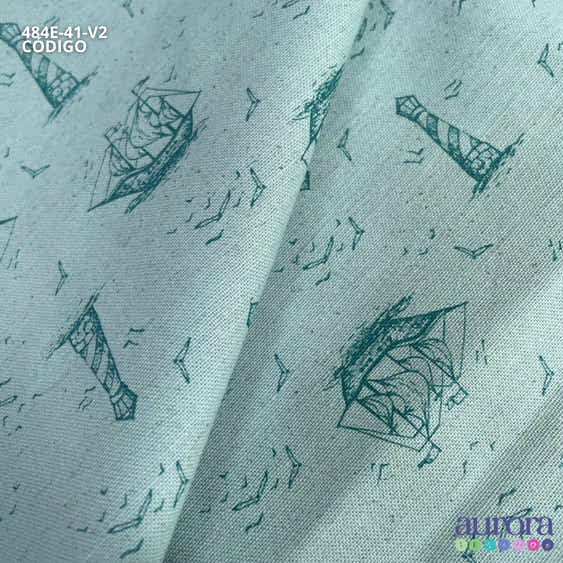 484E - Cotton Linen - Linho com Algodão - Farol e Barco
