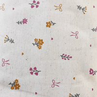 Tecido  Linho com Algodão - Coleção Artesanato - Estampa Flores e Laços