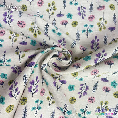 Cotton Linen - Linho com Algodão - Floral Colorido
