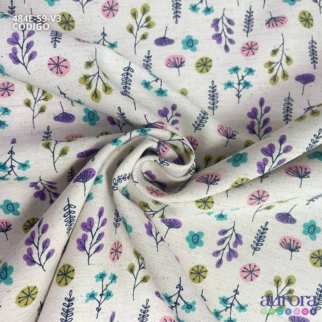 Cotton Linen - Linho com Algodão - Floral Colorido