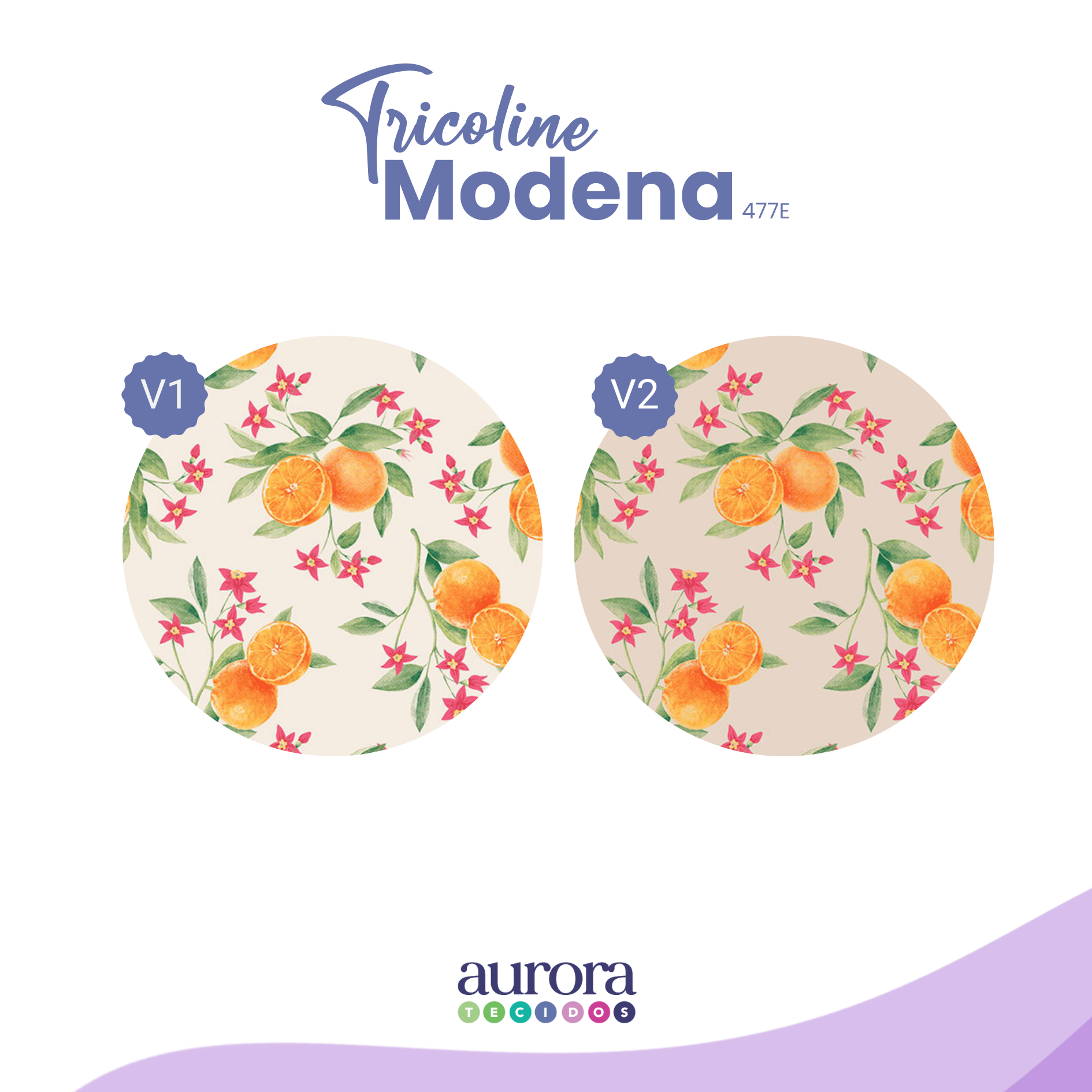 Tricoline Modena 100% Algodão - Laranjas e Flores