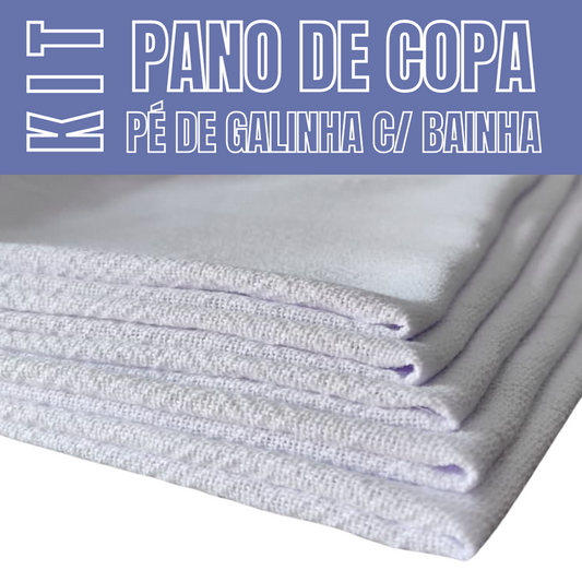 Kit Pano de Copa Pé de Galinha com Bainha – 100% Algodão