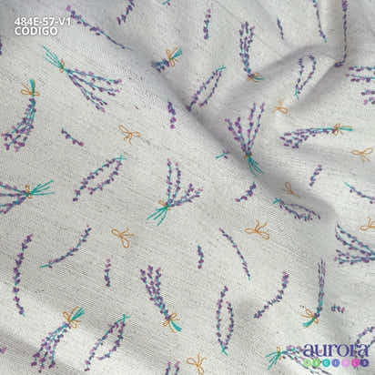 Cotton Linen - Linho com Algodão - Estampa Lavanda e Laços