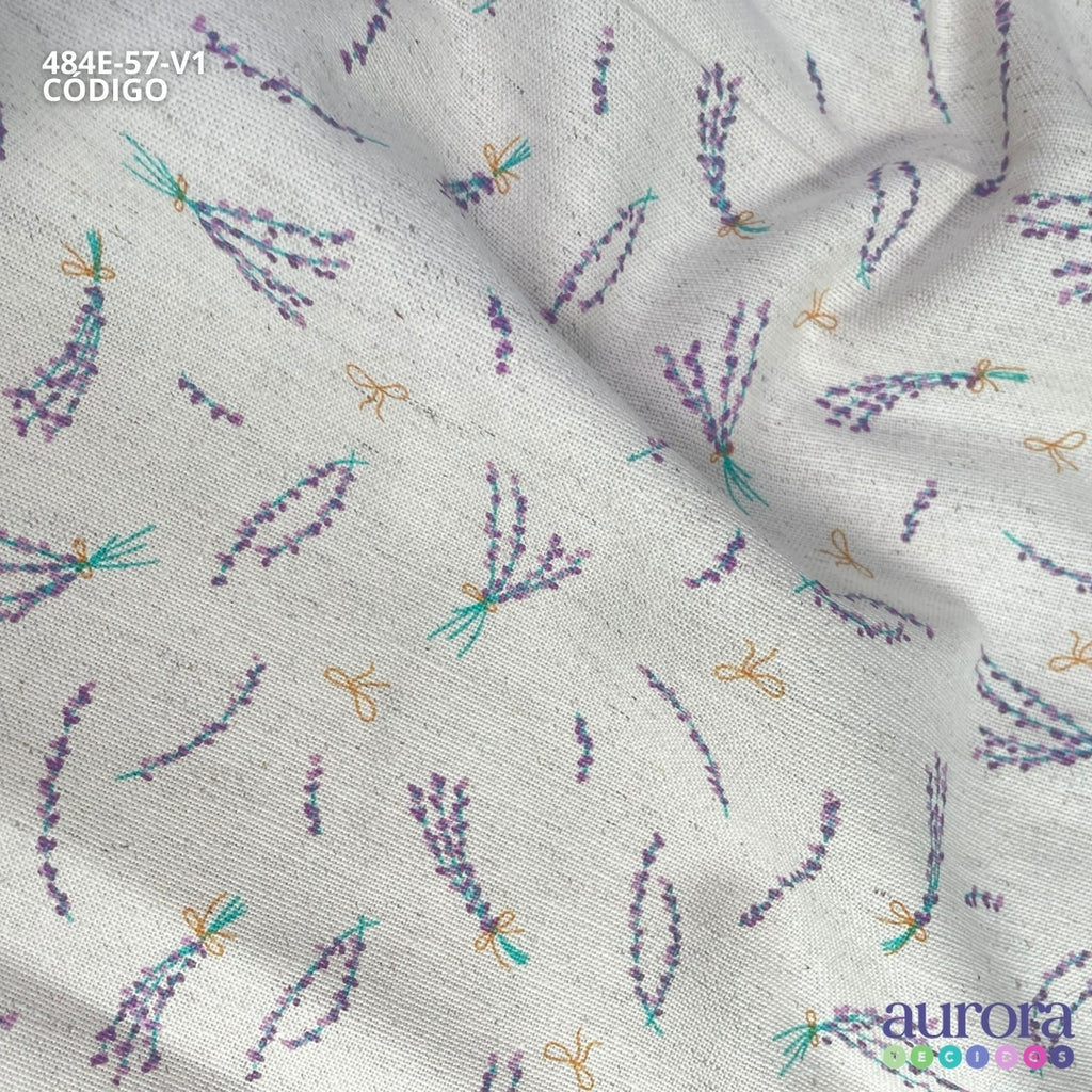 Cotton Linen - Linho com Algodão - Estampa Lavanda e Laços