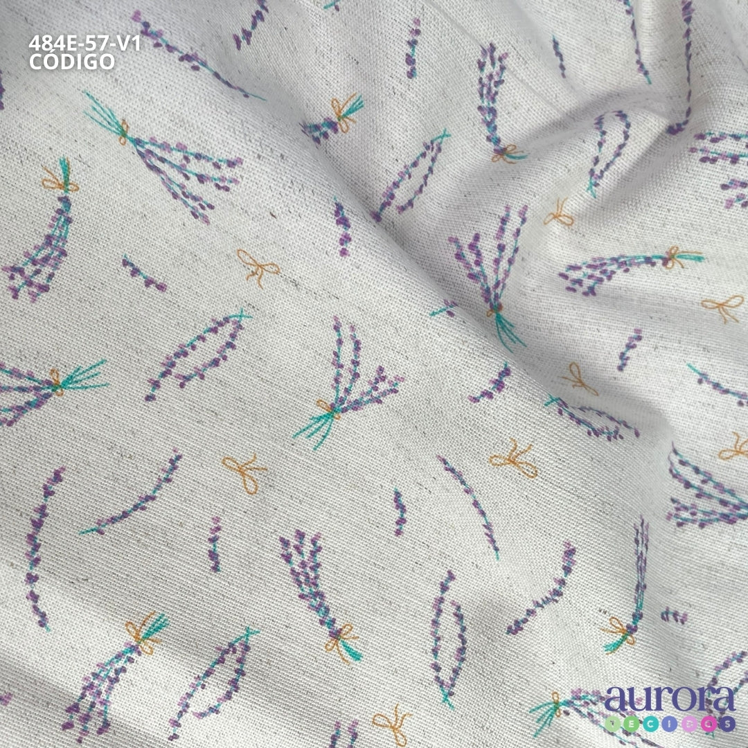 Cotton Linen - Linho com Algodão - Estampa Lavanda e Laços