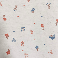 Tecido  Linho com Algodão - Coleção Artesanato - Estampa Flores e Laços