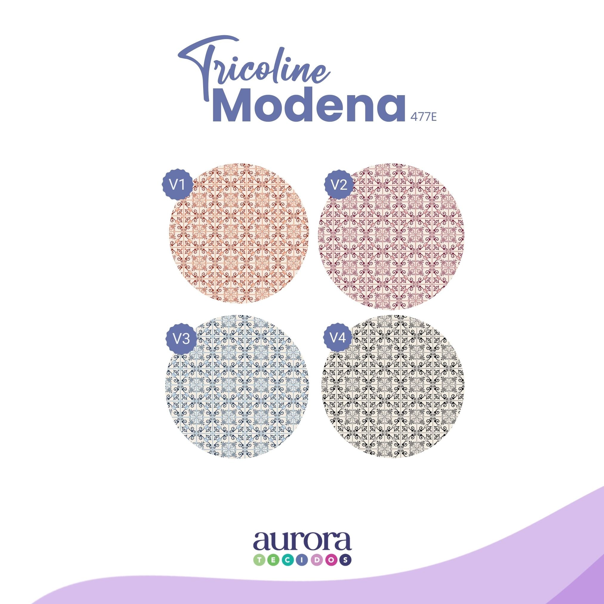 Tricoline Modena 100% Algodão - Bella Cucina - Azulejo II