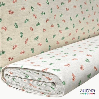 Tecido Linho Misto com Algodão  Estampa Bicicletas