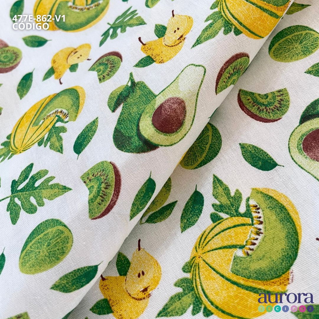 Tricoline Modena 100% Algodão - Kiwi e Abacate