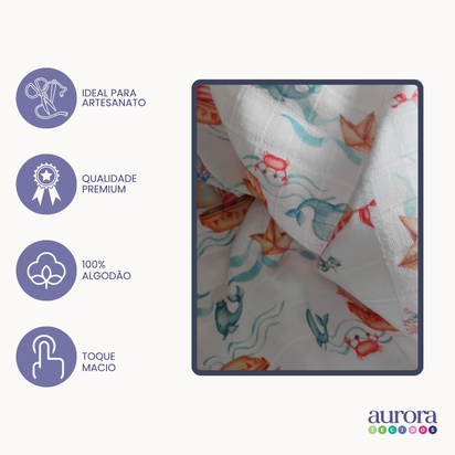 Fraldas Mini Quadriculadas com variações de  Estampas de Animais Marinhos