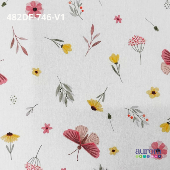 Tecidos Tricoline 100% Algodão Coleção Baby Estampa Flores