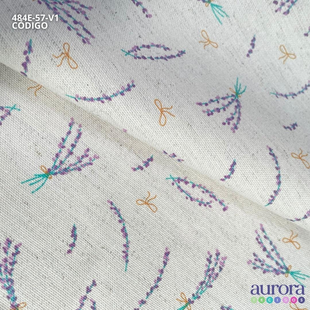 Cotton Linen - Linho com Algodão - Estampa Lavanda e Laços