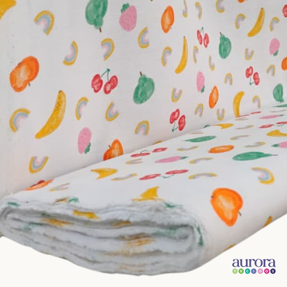 Tecido Flanela Digital - Estampas de Frutas