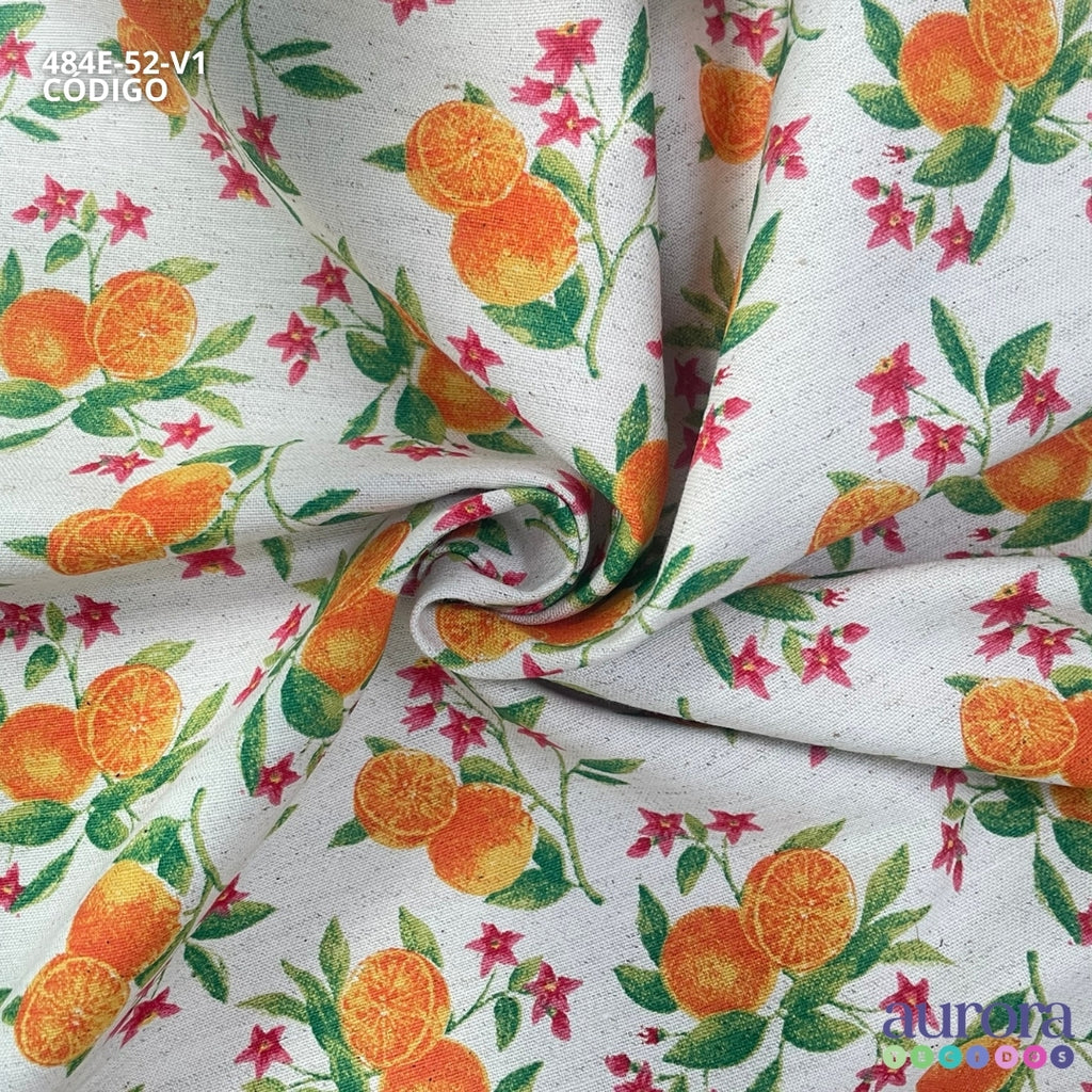 484E - Cotton Linen - Linho com Algodão - Estampa Laranjas