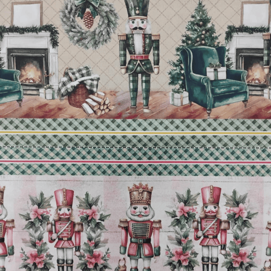 Tricoline Digital 100% Algodão - Coleção Natal - Barrado De Natal