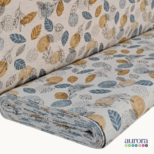 Tecidos Linho com Algodão - Coleção Artesanato - Estampa  Folhagem