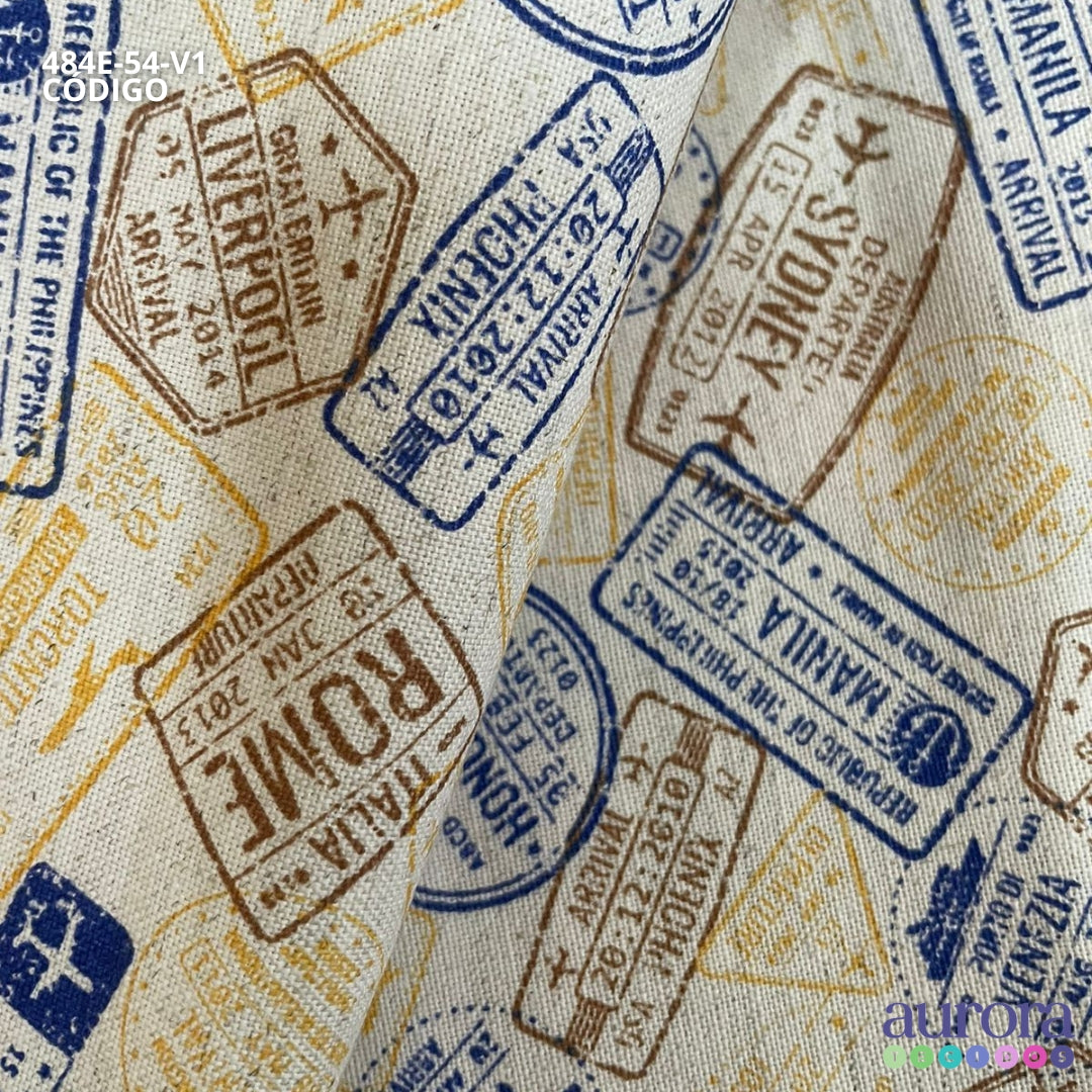 Cotton Linen - Linho com Algodão Estampa Carimbos