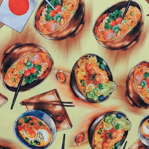 Tricoline Digital 100% Algodão - Coleção Volta ao Mundo - Japão Comida