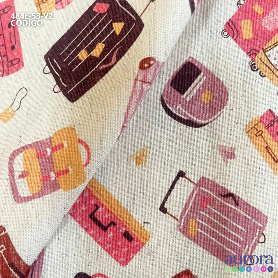 Cotton Linen - Linho com Algodão Estampa Bagagens