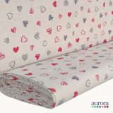 Tecido Linho Misto com Algodão Estampa  Corações