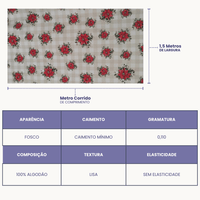 Tricoline Digital 100% Algodão - Coleção Natal - Flor de Natal