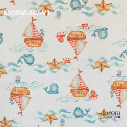 Tecido Flanela Digital - Estampas Animais Marinhos