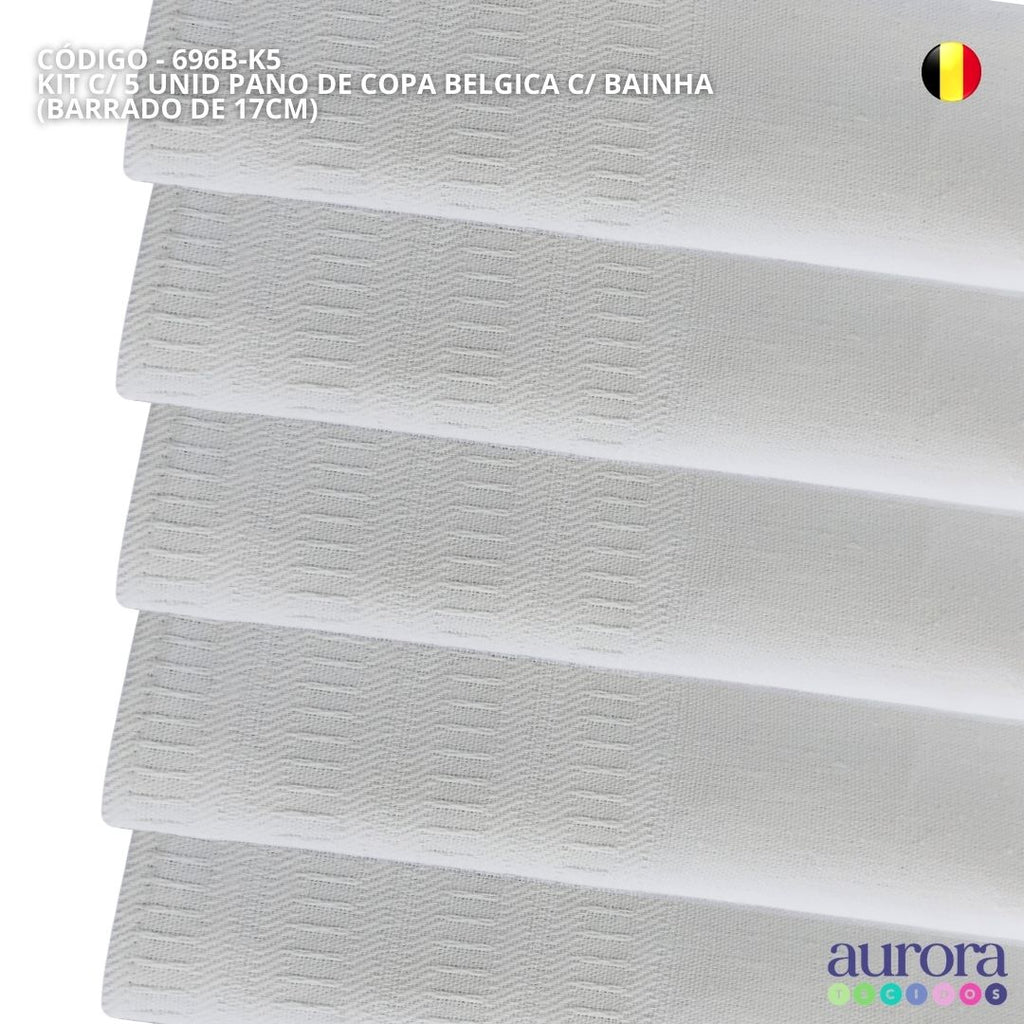 KIT C/ 5 Pano de Copa Belgica Ibirapuera Têxtil Com Bainha e Barrado P/ Pintura