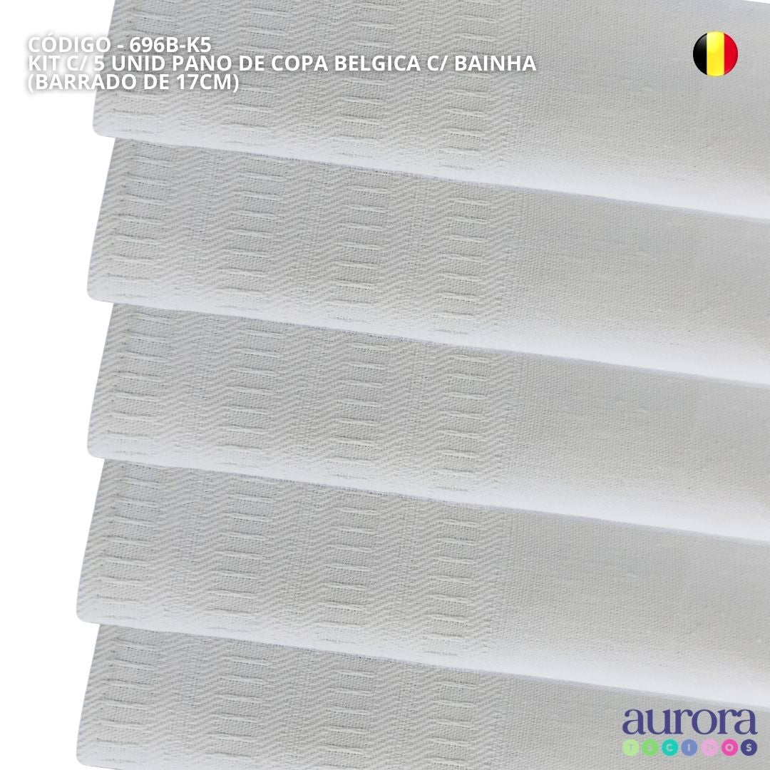KIT C/ 5 Pano de Copa Belgica Ibirapuera Têxtil Com Bainha e Barrado P/ Pintura