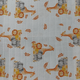 Tecido Fraldas Mini Quadriculadas /  Estampas Digitais - Coleção  Animais / Para Artesanato e Enxoval