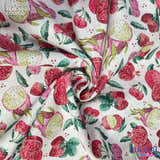 484E - Cotton Linen - Linho com Algodão - Romã, Morangos e Pitaya