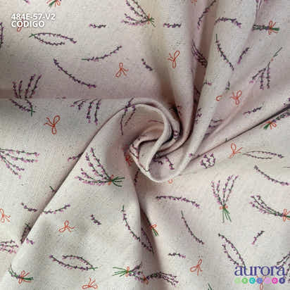Cotton Linen - Linho com Algodão - Estampa Lavanda e Laços