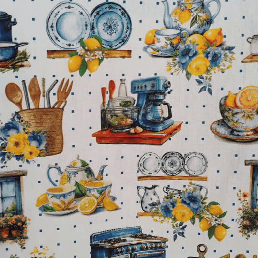 Tricoline Digital 100% Algodão - Coleção Bella Cucina - Cozinha
