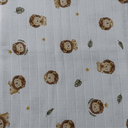 Tecido Fraldas Mini Quadriculadas /  Estampas Digitais - Coleção  Animais / Para Artesanato e Enxoval