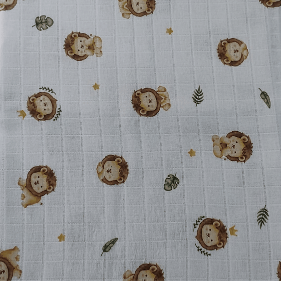 Tecido Fraldas Mini Quadriculadas /  Estampas Digitais - Coleção  Animais / Para Artesanato e Enxoval