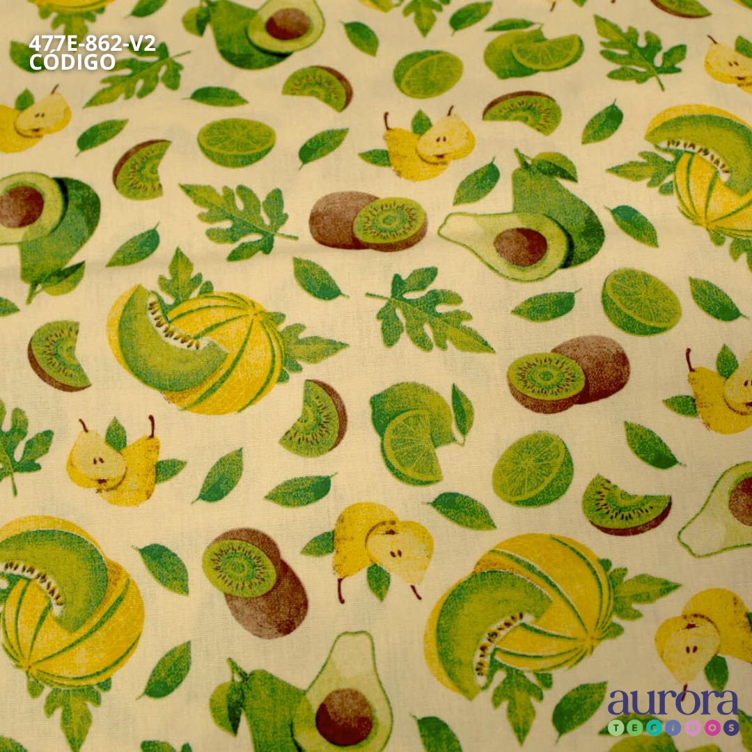 Tricoline Modena 100% Algodão - Kiwi e Abacate